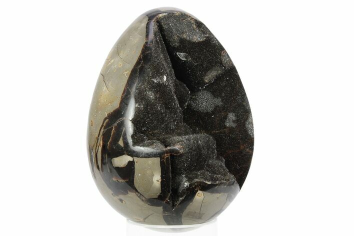 Septarian Dragon Egg Geode - Black Crystals #241558